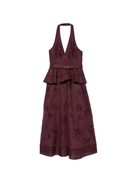 Rochie midi Self-portrait cu decolteu în V roșu