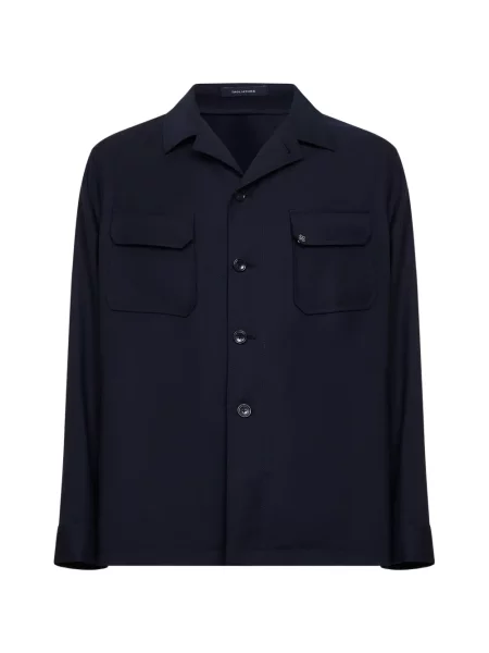 Vunena košulja Tagliatore s autogramom plava