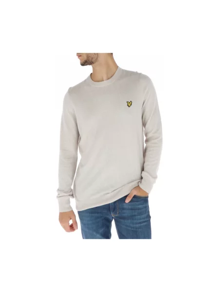 Sweter Lyle & Scott z wełny merino z dekoltem w kształcie litery U beżowy