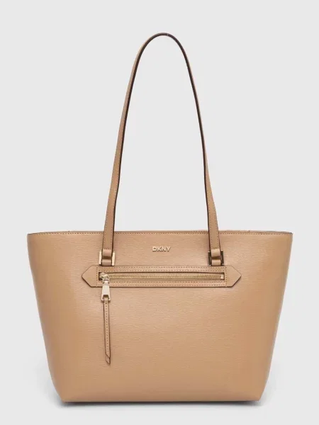 Dkny torebka skórzana beżowy