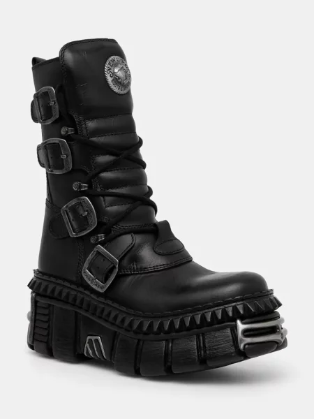 New Rock cizme de piele ITALI NEGRO NOMADA + TOWER CASCO + ACERO PICOS femei cu platforma negru