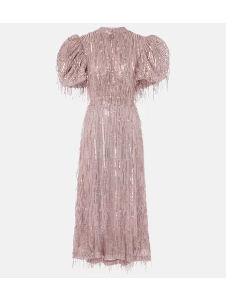 Rochie midi Rotate până la genunchi de costum roz