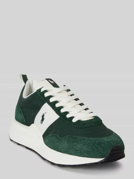 Niskie sneakersy z weluru Polo Ralph Lauren zielone