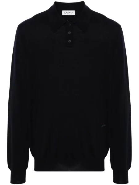 Polo Lanvin cu broderie albastru