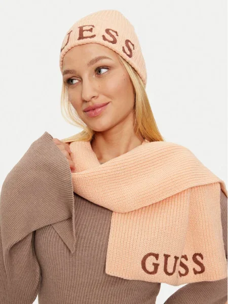 Шапка и шал Guess оранжево GFBOXW розово