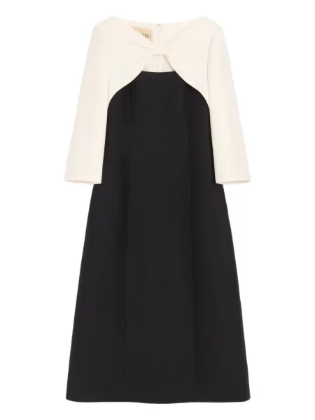 Rochie midi Valentino Garavani din crep până la genunchi de costum negru