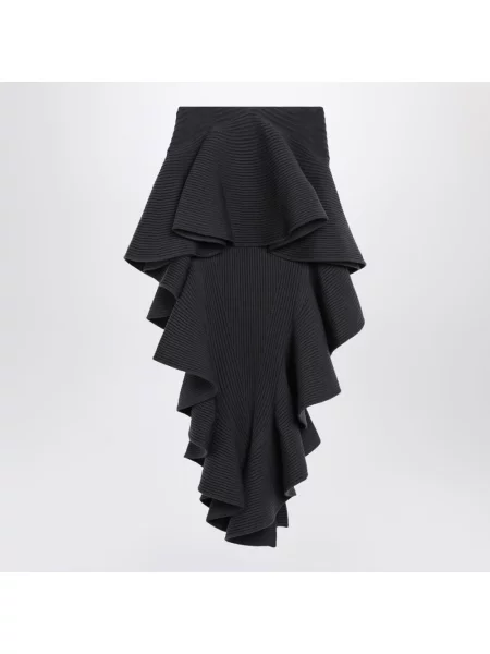 Spódnica Alaïa wełniana z falbankami szara