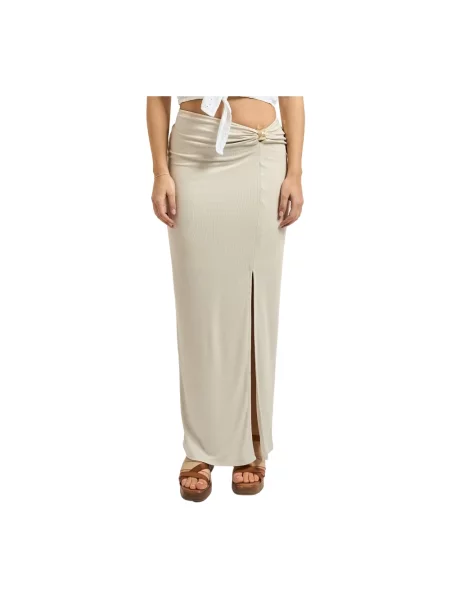 Spódnica ołówkowa Guess drapowana beżowa