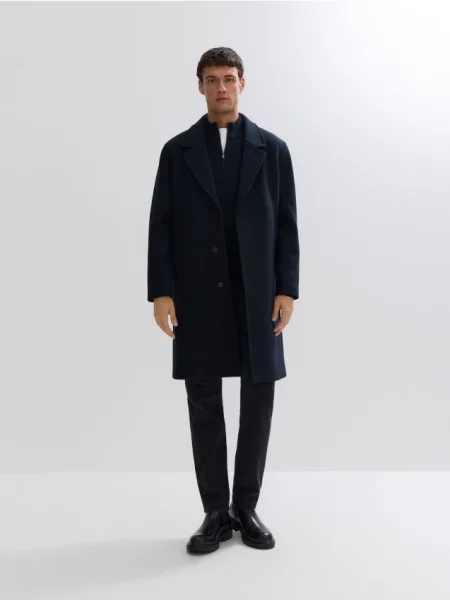 Reserved Пальто з додаванням вовни темно-синій синє