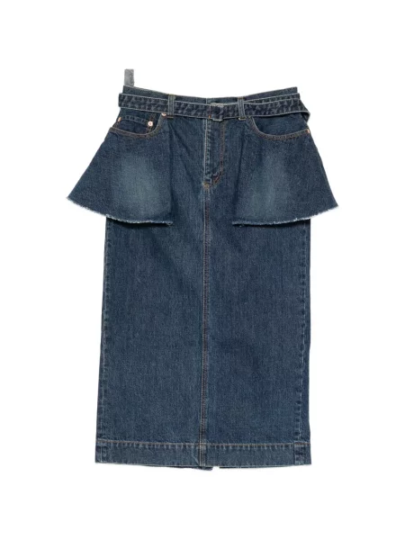 Fustă din denim Sacai albastru