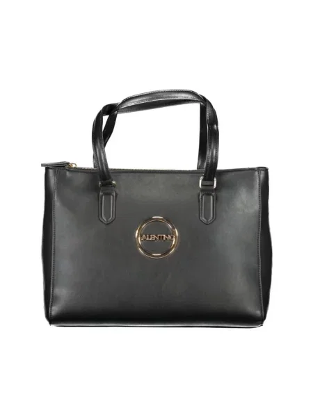 Lniana shopperka Valentino By Mario Valentino czarna