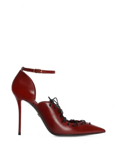 Pantofi cu toc Dolce & Gabbana cu șireturi din dantelă roșu