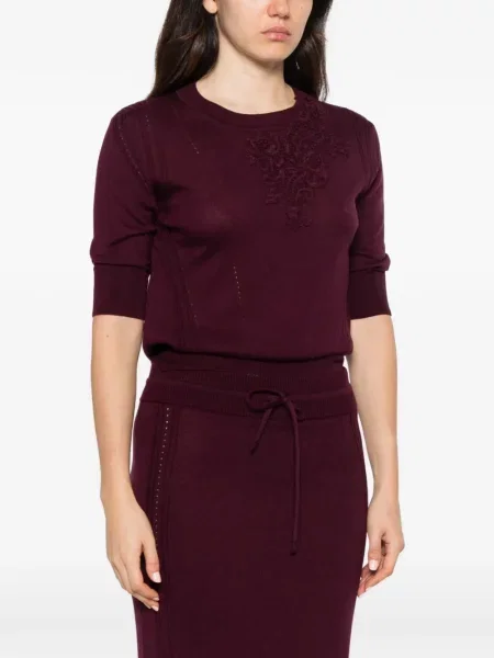 Scurt pulover Ermanno Scervino din dantelă violet