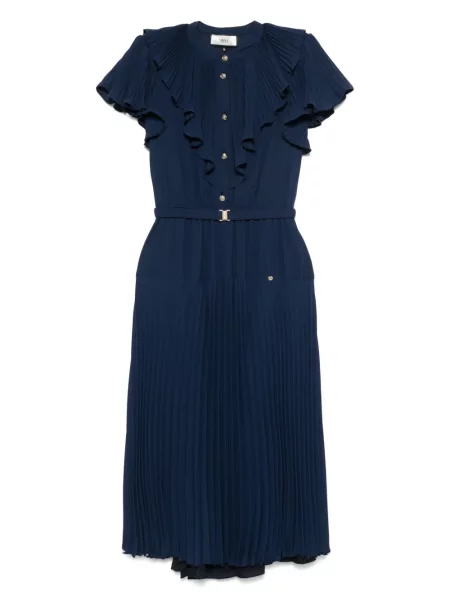 Rochie midi Nissa plisată până la genunchi de costum albastru