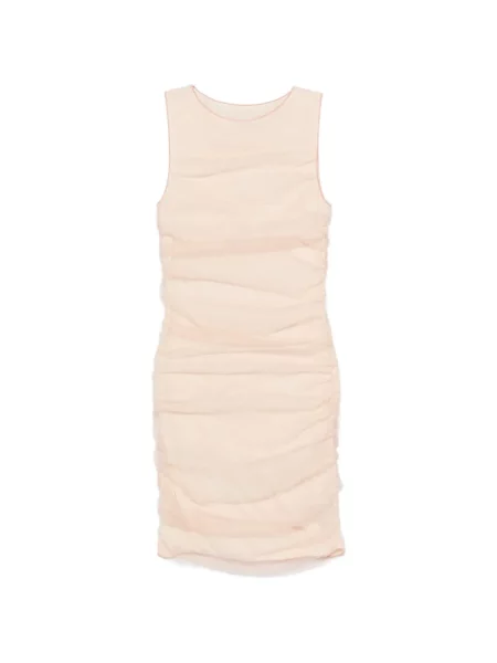 Rochie mini Patrizia Pepe fără mâneci cu volane roz