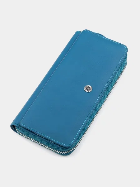 Кожаный кошелек Boston Leather Accessories голубой