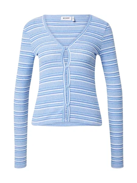 WEEKDAY Geacă tricotată Anais albastru / albastru deschis alb