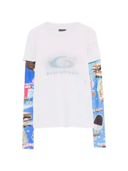 Tricou Balenciaga cu imagine alb