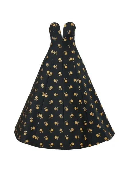 Rochie Carolina Herrera cu decolteu în V din jacard negru