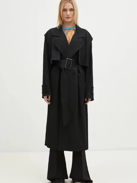 JW Anderson trenci de lână Longline Trench Coat de tranziție oversized negru