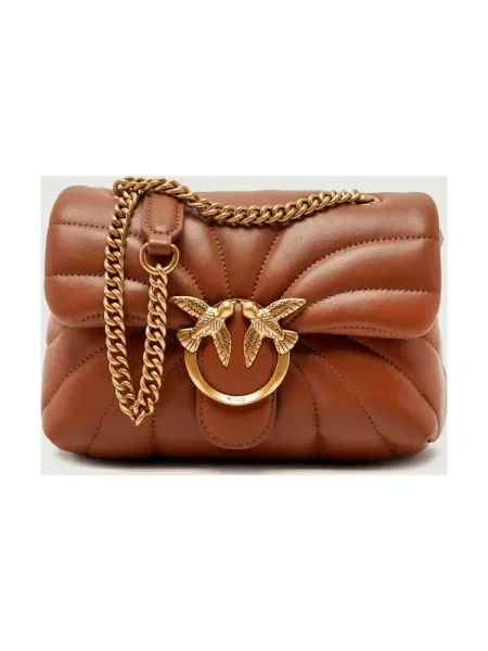 Pinko De piele geantă pe umăr LOVE PUFF BUTTERFLY MINI maro