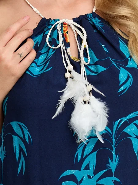 Obleka obleka Resti s cvetličnim vzorcem modra