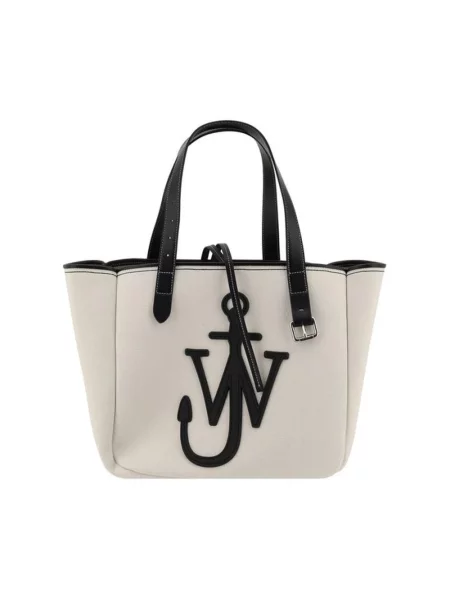 Maksi shopperka Jw Anderson skórzana biała