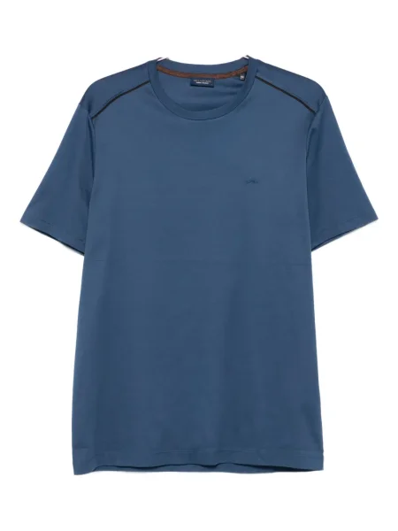 Tricou Paul & Shark cu broderie cu decolteu rotund albastru