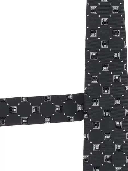 Cravată Boss cu imprimeu geometric negru