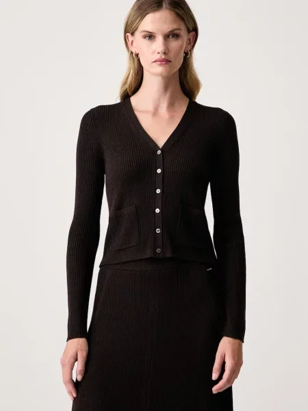 BOSS cardigan pentru femei din lână Feryn maro