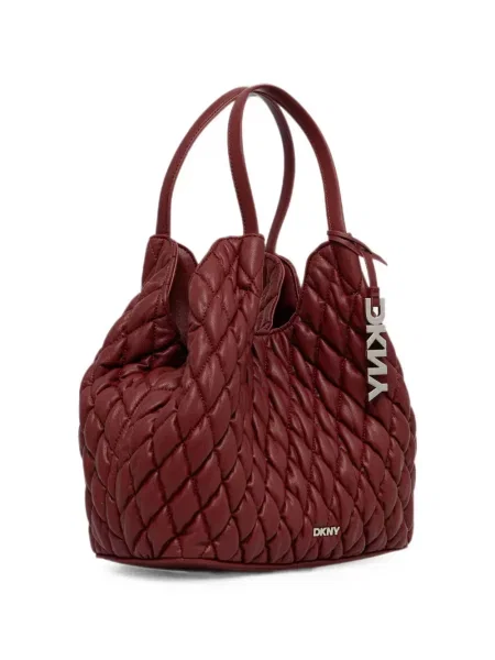 Matlasat geantă shopper Dkny din piele roșu