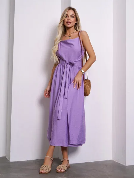 Лляний Сарафан ISSA Plus бузковий