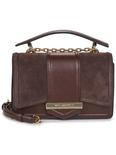 Crossbody torbica Karl Lagerfeld iz semiša rjava