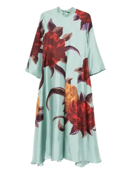 Rochie maxi La Doublej cu model floral cu imagine de costum albastru