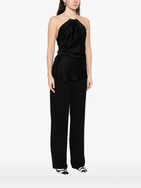 Top Victoria Beckham drapat cu gât halter negru
