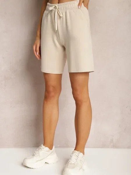 Deschis Clasic Pantaloni scurți până la genunchi cu în Talie Fermatia bej