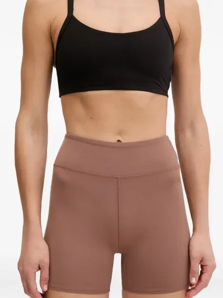 Pantaloni scurți Ea7 Emporio Armani cu talie înaltă cu imagine maro