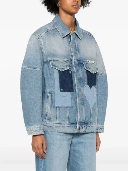 Geacă de blugi Moschino cu motiv cu inimi albastru