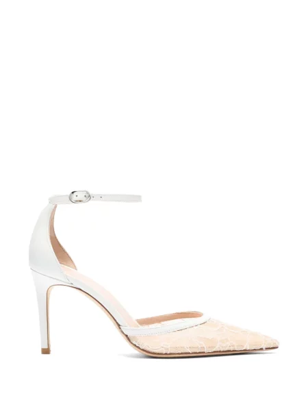 Pantofi cu toc Stuart Weitzman plasă cu bretele alb