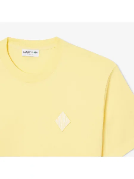 Lacoste T-Shirt Z Okrągłym Dekoltem Classic Fit żółty