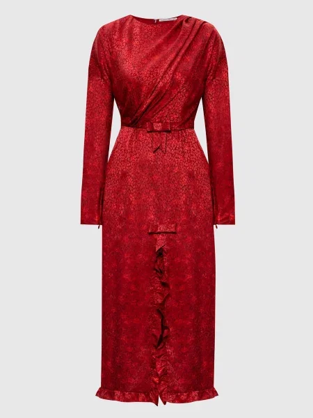 Сукня міді із шовку у візерунок Alessandra Rich червона