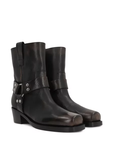 Botine Paris Texas din piele biker negru
