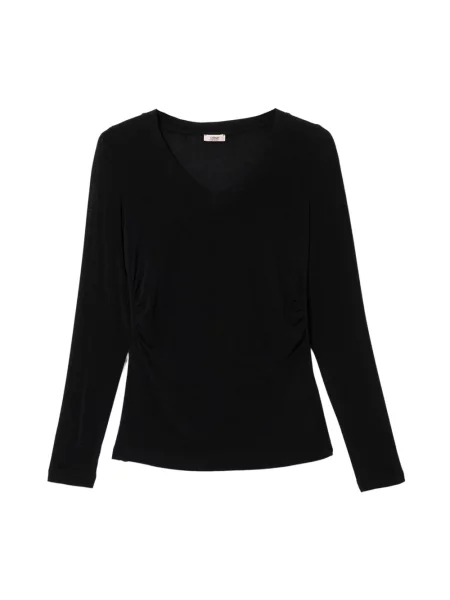 Top Oltre z kaszmiru z dekoltem w serek czarny