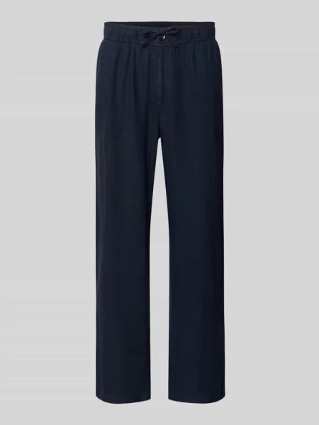 Spodnie lniane z elastycznym pasem Mcneal błękitne