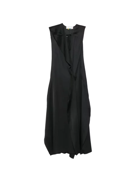 Rochie midi Litkovska fără mâneci drapată negru