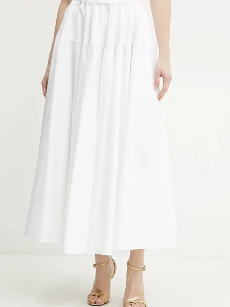 Fustă midi Patou până la genunchi alb