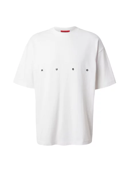 HUGO Tricou Dariso alb natural bej