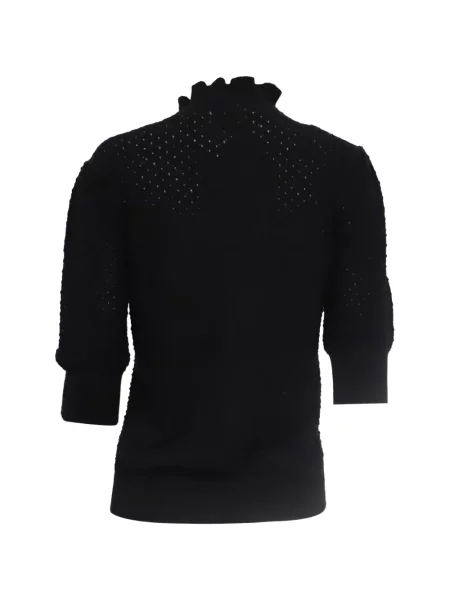 Bluză Ganni tricotate cu volane negru
