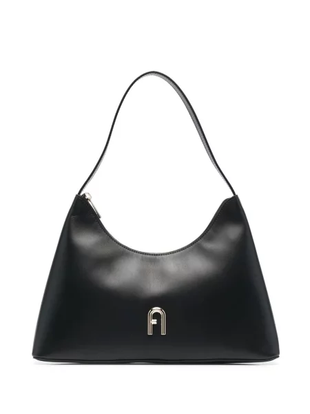 Geantă de mână Furla din piele cu autograf negru