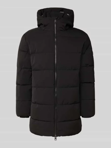 Pikowany płaszcz z kapturem Cinque czarny